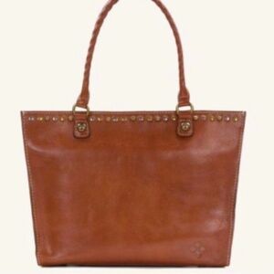 Patricia Nash Zancona brown, conyac, tan, Leather STUDS plus Guitar Strap